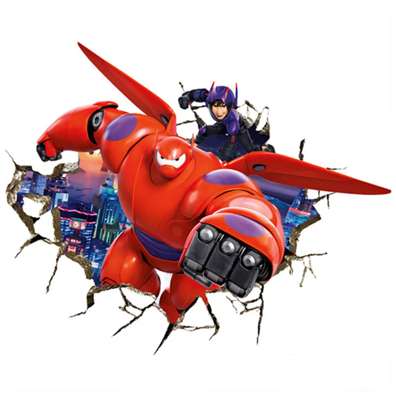 Суперневероятный герой Baymax 3d сломанная стена виниловые настенные наклейки