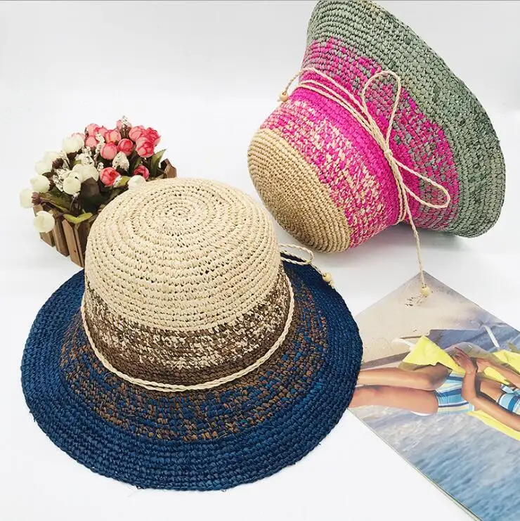 

2021 Spring and Summer beautiful raffia hat bowtie women's hat cool nice hats for women popular colorful sun hat beach hat