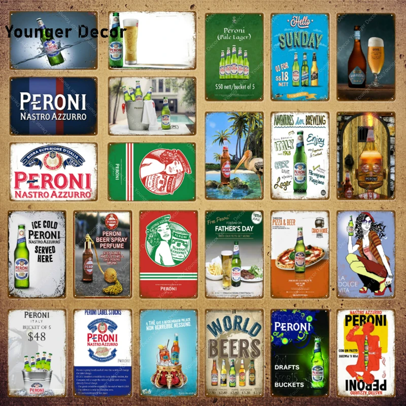 

Ледяной лед ледяной Peroni обслужен здесь металлические жестяные знаки мир пива винтажный постер Паб Бар Декор настенное искусство картина ис...