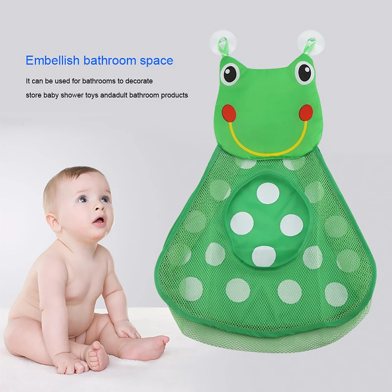 

IKAUOIE Baby Shower Bath Toys Duck Little Frog Baby Kid Toy Storage Mesh With Strong Suction Cups Toy Bag Net Bathroom Organizer