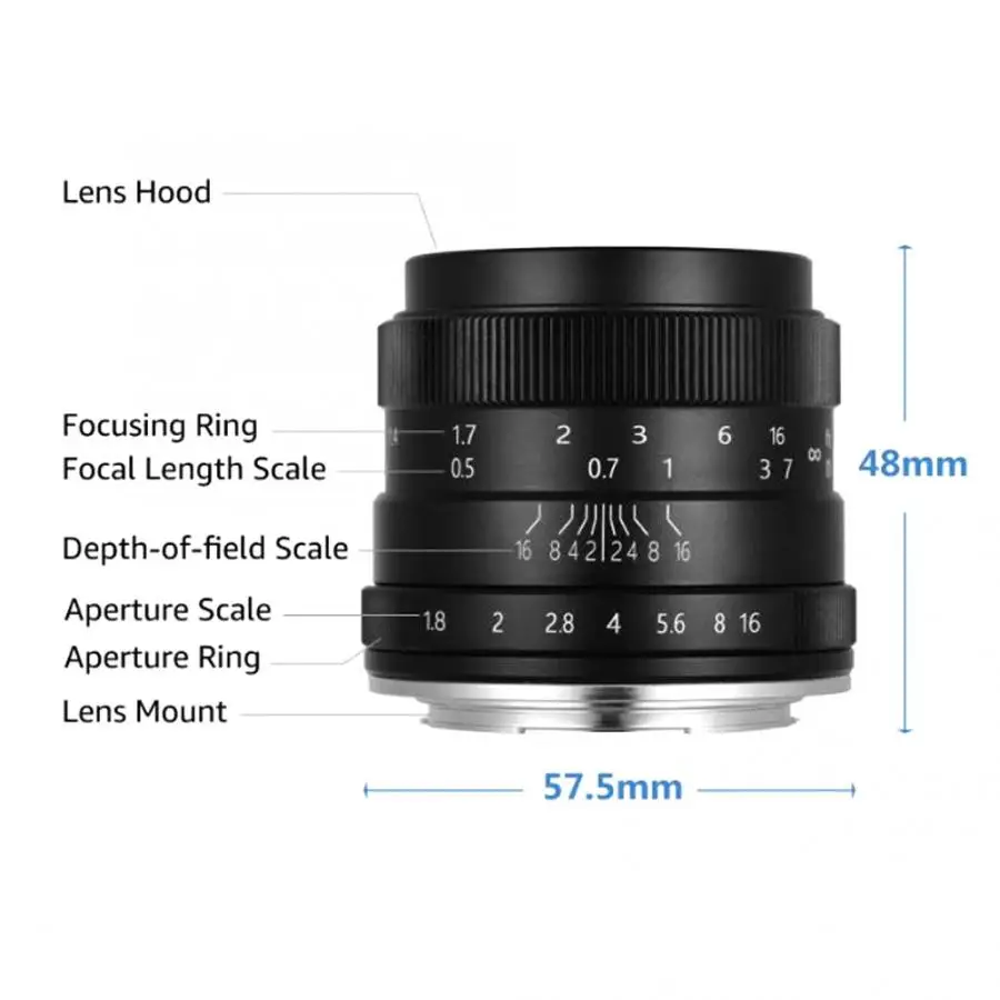 Объектив для фотокамеры 50 мм F1.8 Fuji Mount с фиксированным фокусом подходит