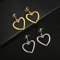 korean fashion gold sliver big hollow love heart dangle earrings for women girl simple statement long drop earrings gift