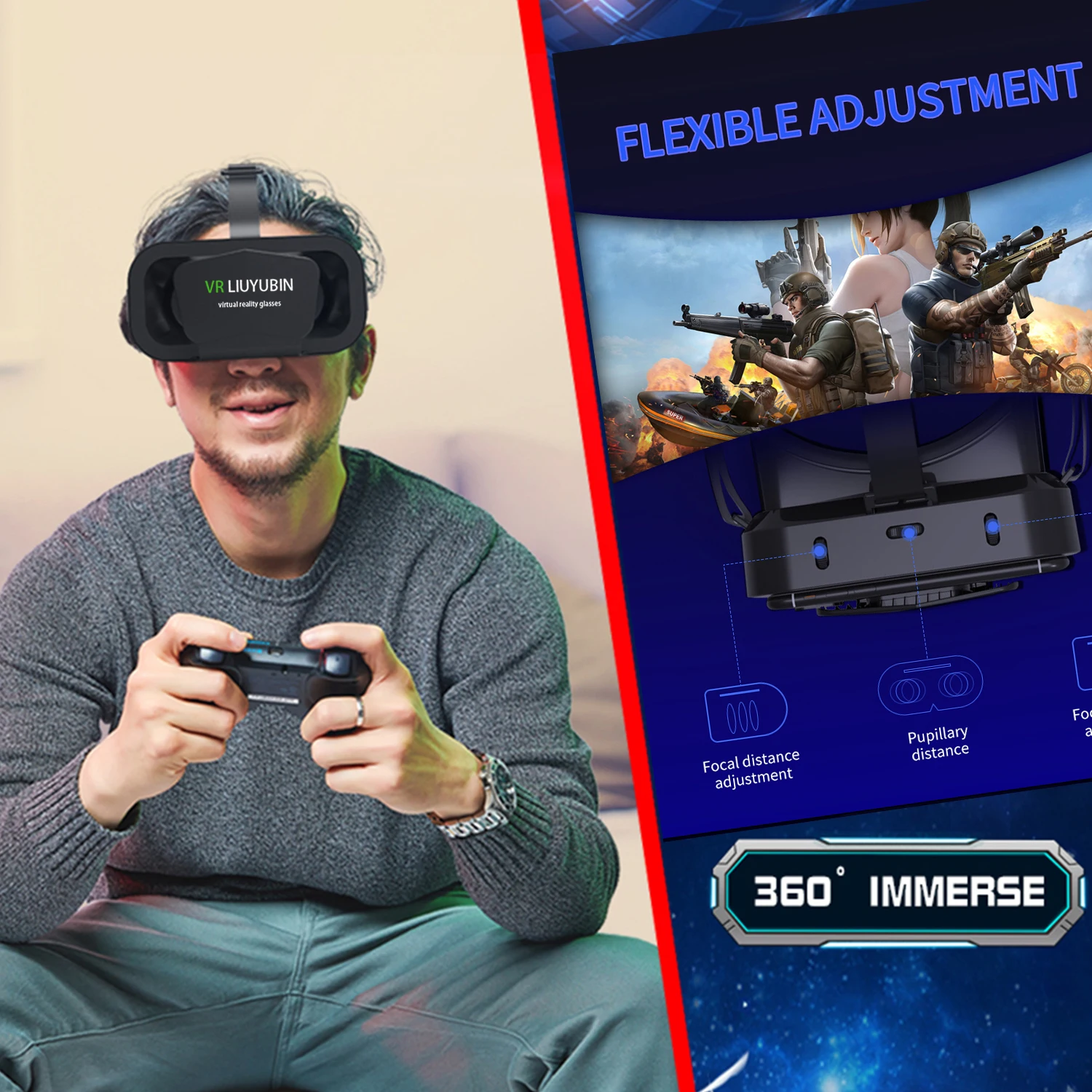 Очки виртуальной реальности VR Shinecon новая 3D гарнитура совместима с iPhone и Android Phone G10