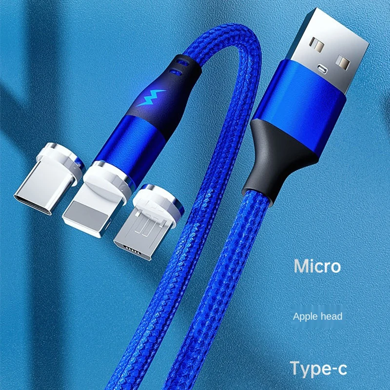 

3A Fast Magnetizing Data Cable Is Suitable For Light Android Type-C Three In One Nylon Braided Ribbon Lamp Magnetic Cable