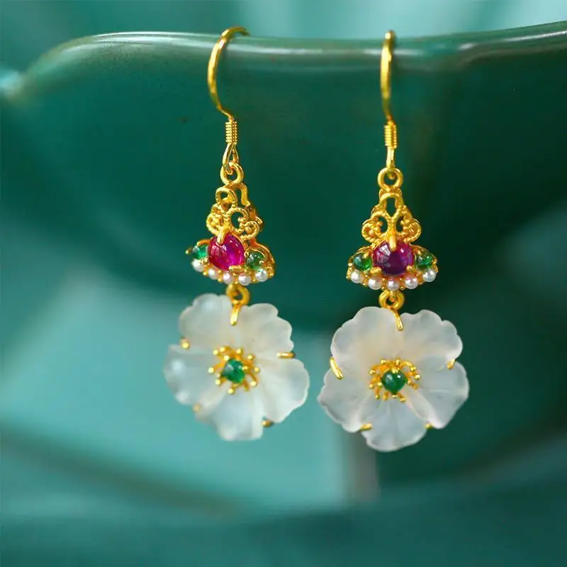 

Elegant Antique Retro Earrings Ethnic Style Earrings Special-Interest Design Super Fairy Exquisite Ear Clip Court Silver Earring