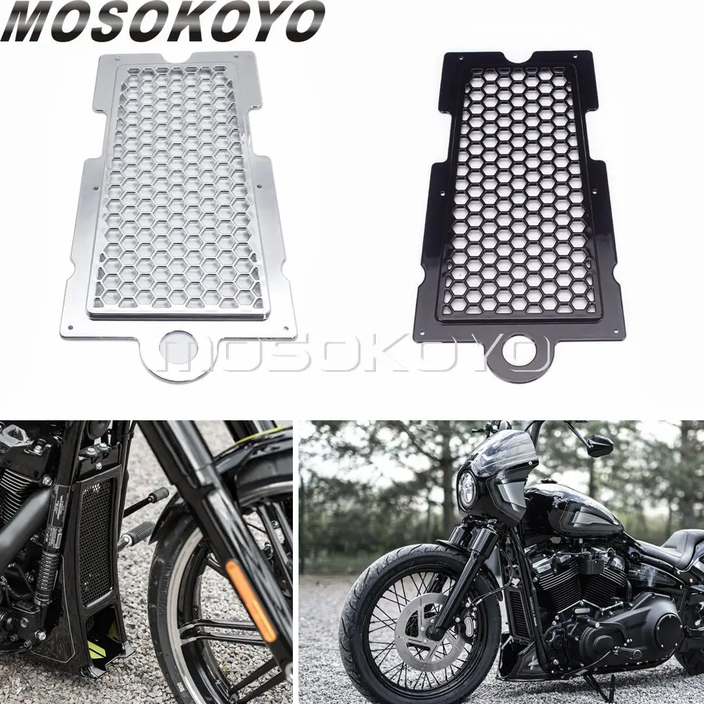 

For Harley Softail Radiator Grille Motorcycle Grill Cover Fits 2018-202 Fat Boy Street Bob Breakout Low Rider FXLR FLDE FXDR 114