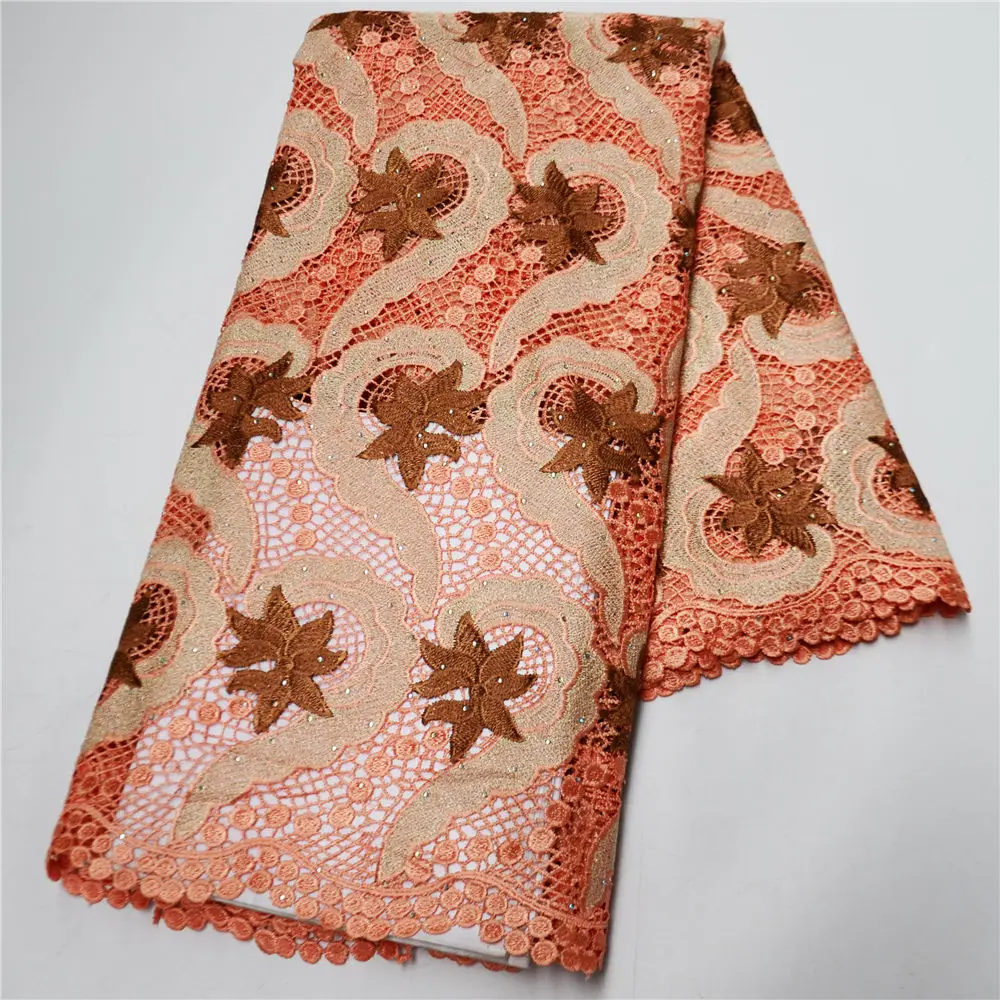 

Water Soluble Cord Lace Fabric Embroidered Dress Lace High Quality Nigerian Guipure Lace Fabric For Stones Wedding Party W2-791