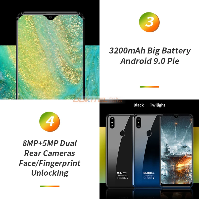 Смартфон OUKITEL C15 Pro мобильный телефон с экраном Waterdrop 6 088 дюйма MT6761 2 Гб + 16 Гб/3 ГБ 32