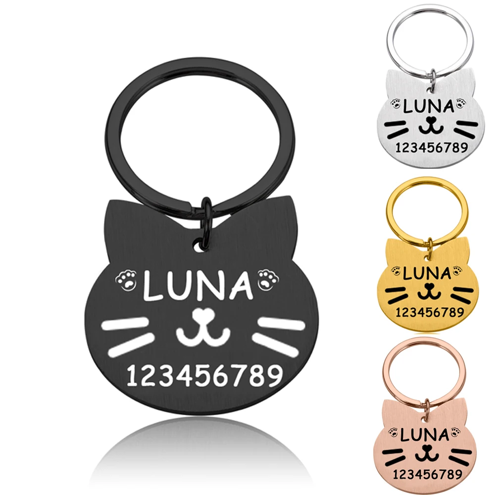 

Персонализированная бирка с именем кошки и собаки, бесплатная индивидуальная гравировка, ID, ошейник для кошки, бирка с именем, анти-потерянн...