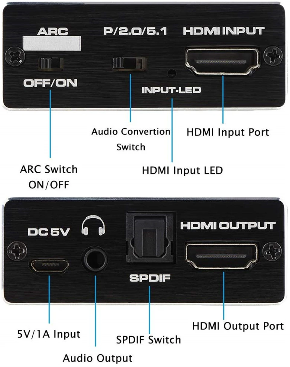 2020 Navceker 4K HDMI 2 0 аудио экстрактор 5 1 ARC сплиттер в оптический TOSLINK SPDIF|Кабели HDMI| |