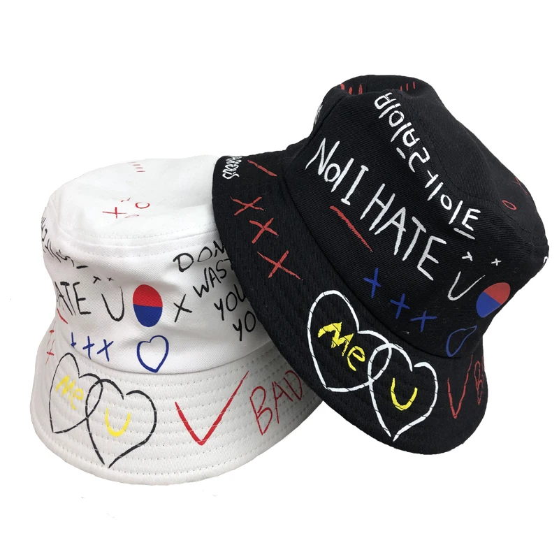 Unisex Fashion Neutral Graffiti Fisherman Hat Outdoor Hip Hop Cap Travel Bucket Classic Multicolor Sun For Men Women | Аксессуары для