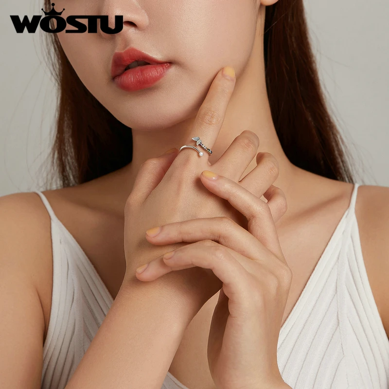 WOSTU Новое Радужное кольцо с бабочкой из стерлингового серебра 925 пробы сияющее