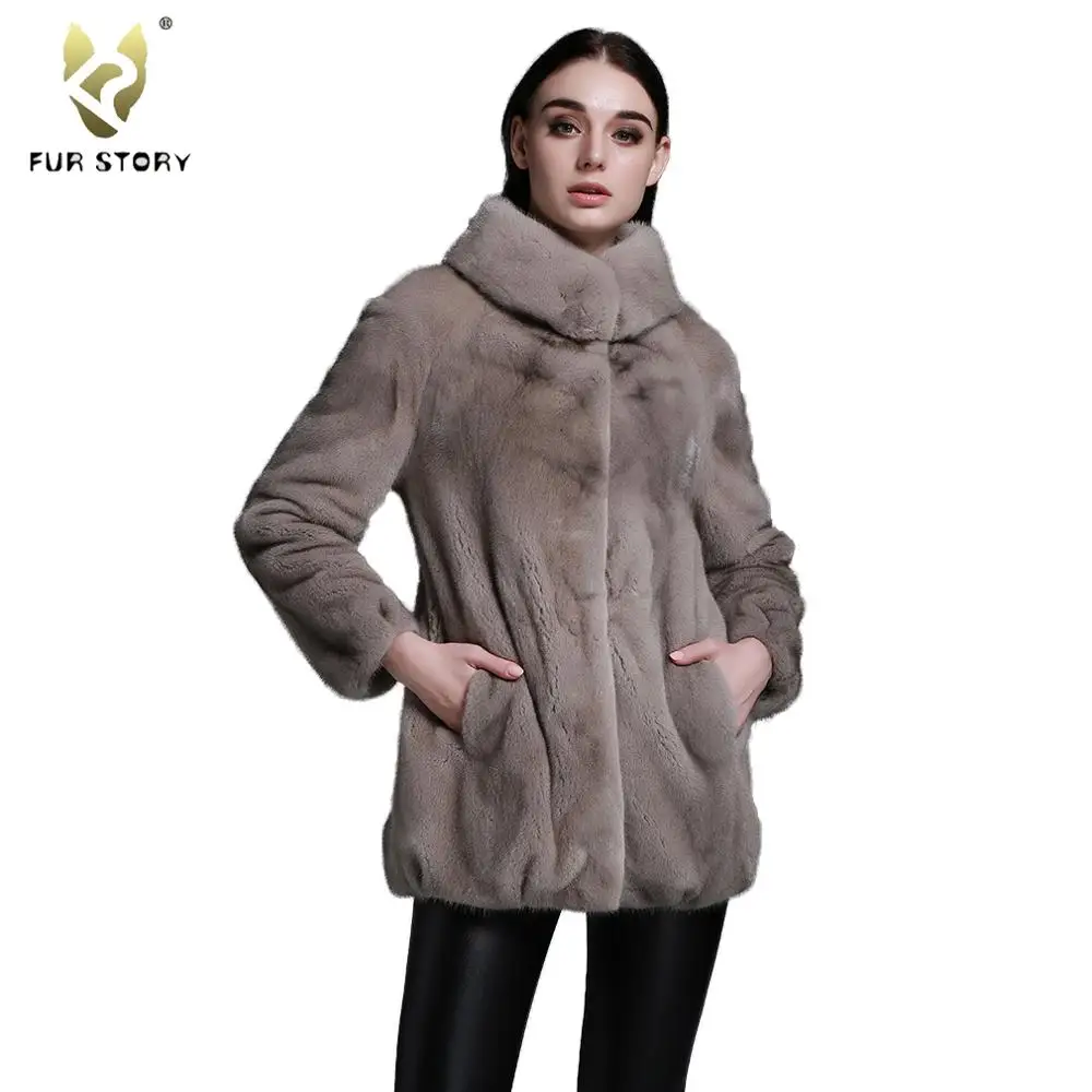 Fur Story FS161207 шуба из натуральной норки женские пальто с длинным рукавом