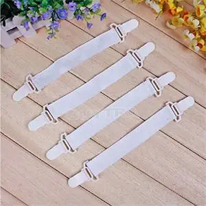 

4Pcs/set White Bed Sheet Mattress Cover Blankets Home Grier Clip Holder Fasteners Elastic Straps Fixing Slip-Resistant Belt