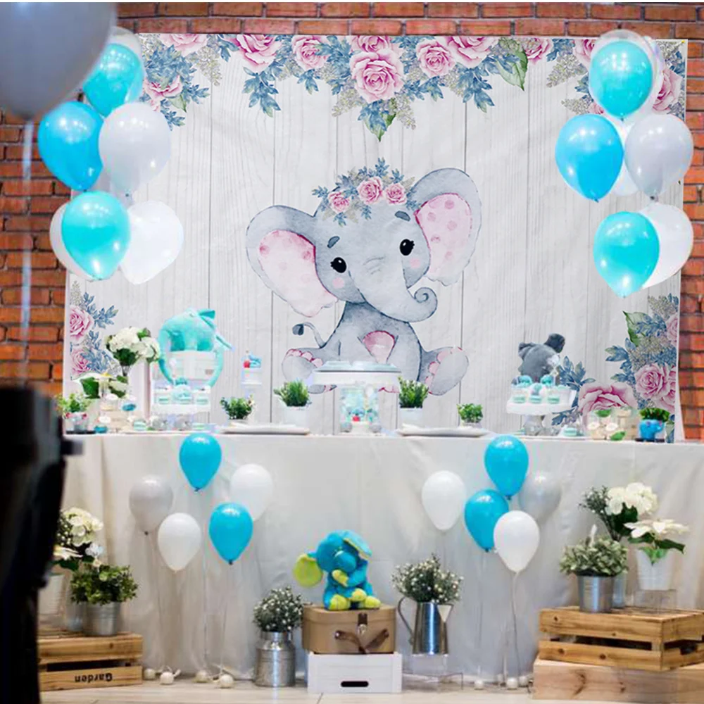 OHEART Baby Shower Party Elephant Backdrops for Photography Moon Star Banner Portrait Photo Studio | Дом и сад