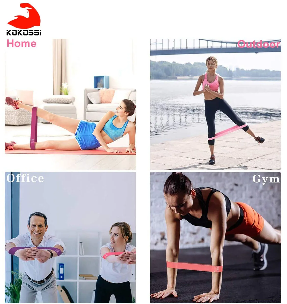 

KoKossi Fitness Elastic Resistance Bands Crossfit Exercise Rubber Bands Training Workout Rubber Bands Sport Yoga Gym Strength