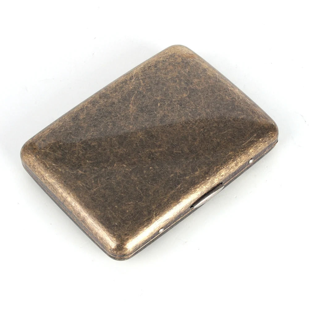 Карманная коробка для сигарет из нержавеющей стали в стиле ретро с бронзовым
