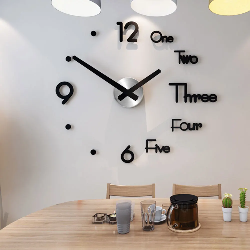 New Clock Watch Large Wall Clocks 3D DIY Acrylic Mirror Mechanism Stickers Home Living Room Decoration Quartz Needle | Дом и сад