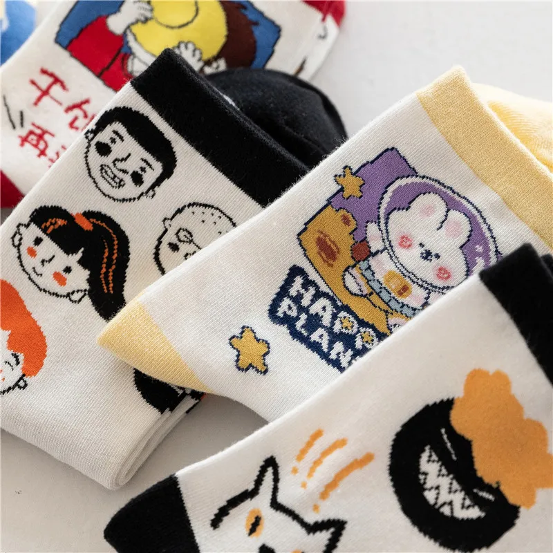

Japanese Harajuku Cartoon Cute Socks Women Autumn Creative Personality Student Sports Cotton Socks Funny Happy Socks