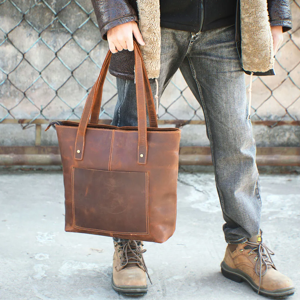 Coffee Leather Tote Bag | Aurora™