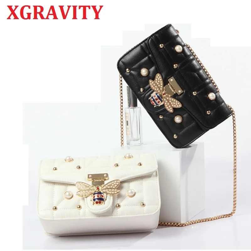 Сумка мессенджер XGRAVITY H080 женская с Пчелой элегантный саквояж кросс боди