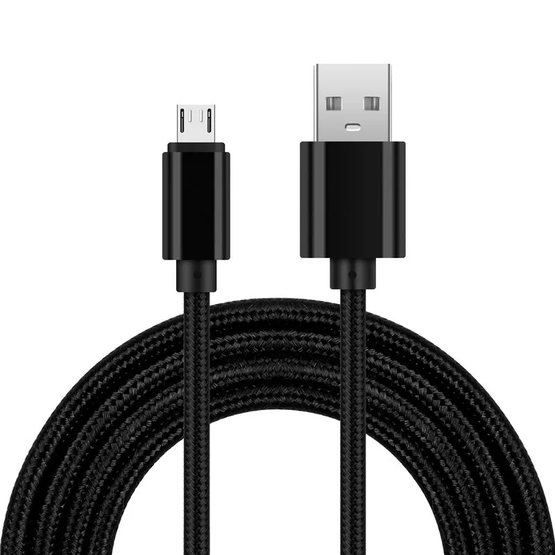 Black micro cable Сверхмощный металлический Плетеный IOS Micro USB USB-C Кабель зарядного устройства 1 м 2 м 3M для iPhone X 7 6 5 8 8 плюс XS - Цвет: Black micro cable