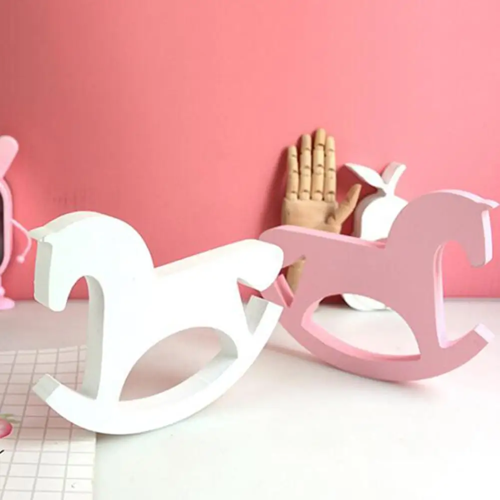 

New Dollhouse Miniature Wooden Rocking Horse Chair Nursery Room Furniture Doll House Ornament Accessories Toys for Kids