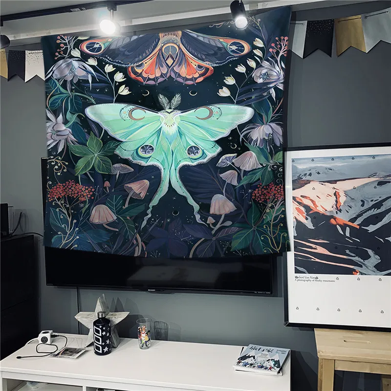 

Flowers Butterfly Tapestry Wall Hanging Bohemian Beach Mat Polyester Blanket Yoga Mat Home Bedroom Art Carpet Wall Hanging Decor