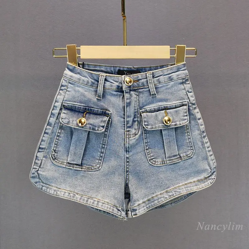 

Denim Shorts Women's Fashion 2021 Summer New High Waist Slim Fit Stretch Thin Hot Pants Harajuku Jeans Girls Ladies All-Match