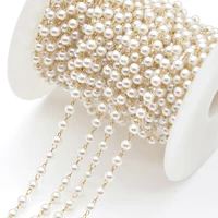 1 meter imitation pearls chain metal brass beads interval chain for diy jewelry making bracelets necklace accessories supplies