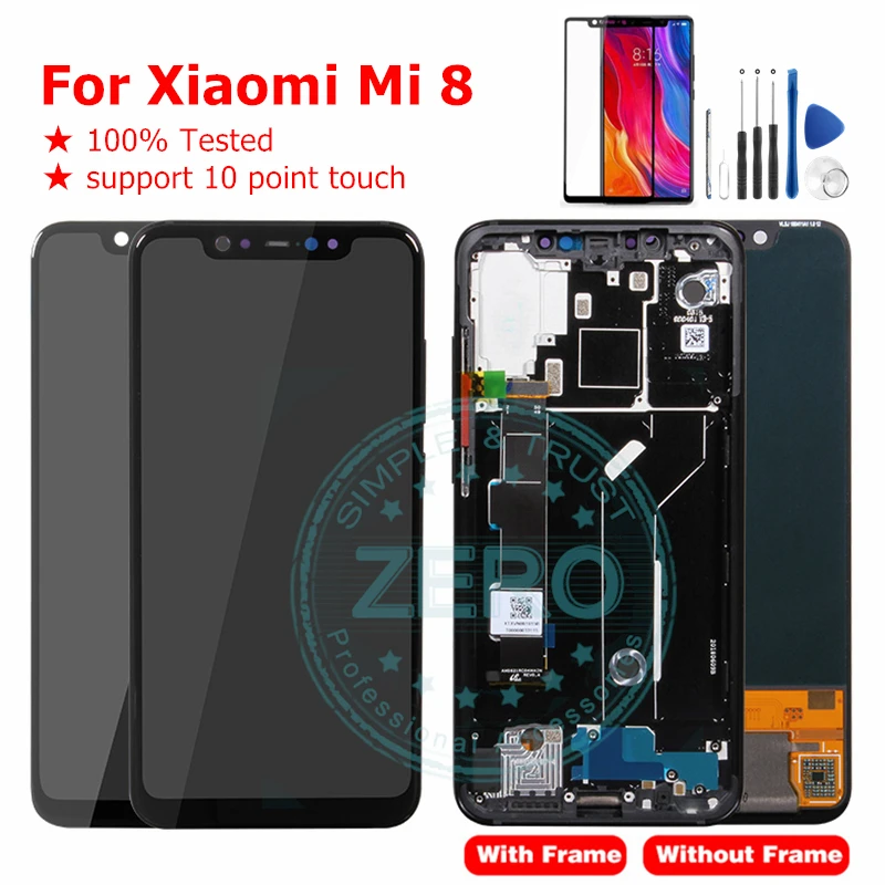 ЖК-дисплей AMOLED для Xiaomi Mi 8 10-точечный сенсорный экран Mi8 дигитайзер ЖК-дисплея