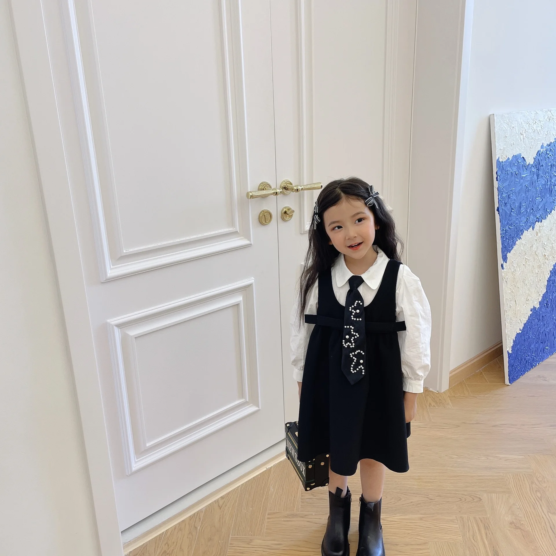 

Girls Autumn Suit Children Shirt + Vest Dress Two-piece Suit Girl Clothes Outfits Children Fashion Sets