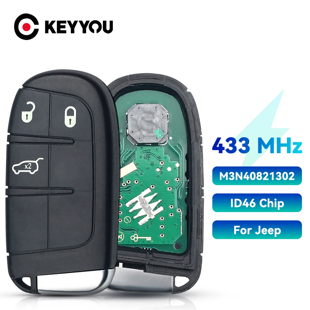 

KEYYOU для Jeep Grand Cherokee 2013-2020 ID46 pcf7945 7953 дистанционный Автомобильный ключ 2/3/4/5 Кнопка Автомобильный ключ M3N40821302 433 МГц