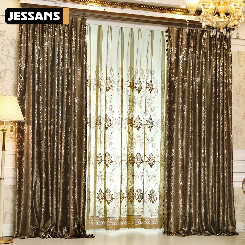 

Custom High-end European Style Flannel Bronzing Curtains Blackout Curtains for Living Room and Bedroom Finished Valance