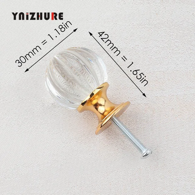 30mm Pumpkin Gold YNIZHURE брендовые Хрустальные стеклянные ручки для шкафа ручки для выдвижных ящиков кухонный шкаф ручки оборудование для обработки мебели - Цвет: 30mm Pumpkin Gold