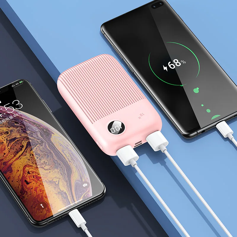 USAMS внешний аккумулятор 10000 мАч светодиодный цифровой двойной USB 2.1A Быстрая