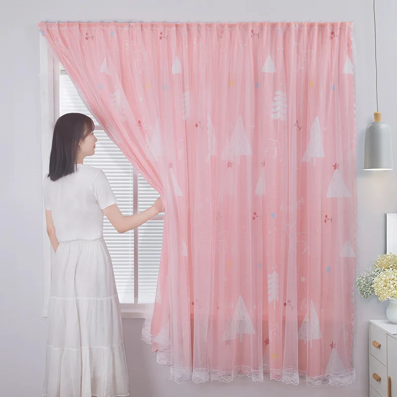 

Hole Free Curtain Magic Sticker Installation Bedroom Window Screen Curtain Living Room Door Curtain Nordic Shade Finished