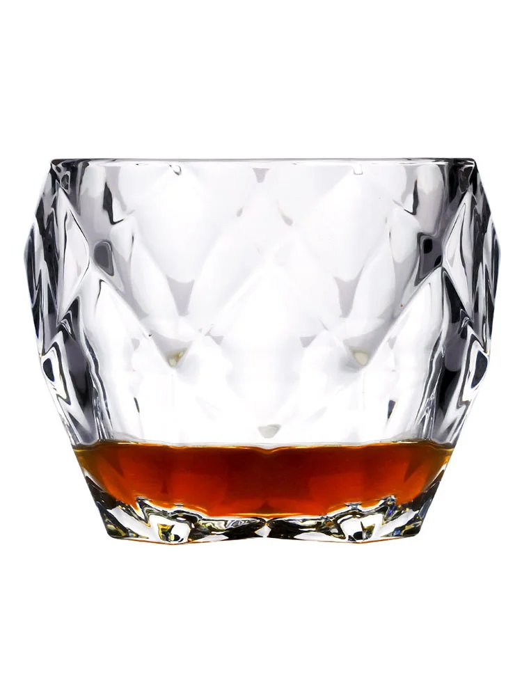 

Salloping Horse Diamond Cutting Crystal Old Fashioned Whiskey Glass European Classical Thick Heavy Brandy Snifter Rock Glass Cup