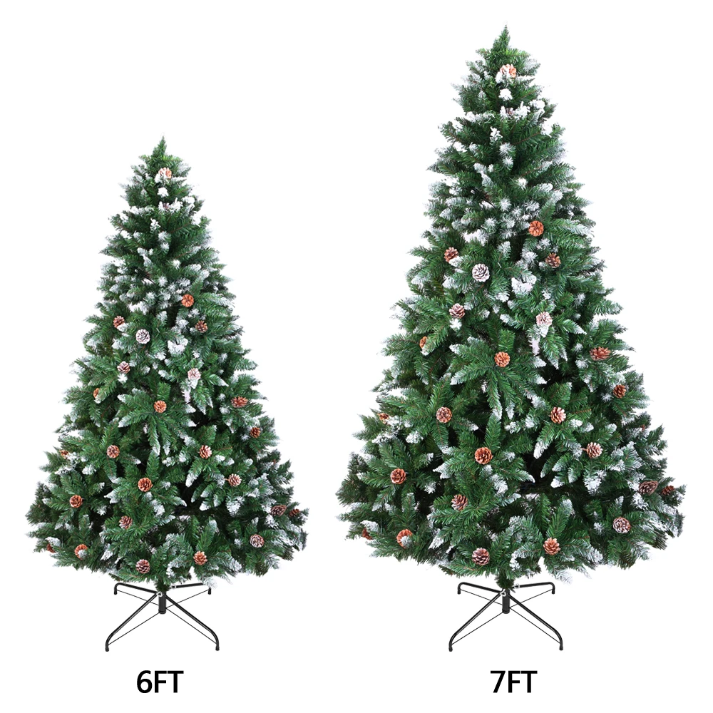 

Christmas Tree 6/7FT Pvc Pointed White Spray Pine Cone 1000 Branches More Realistic Easy Setup Sturdy Durability[US-Stock]
