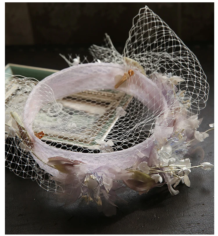 

2020 Handmade England Mesh Flower Women Empty Hat Fascinator Summer Spring White Forest Flower Gauze Wedding Party Headpieces