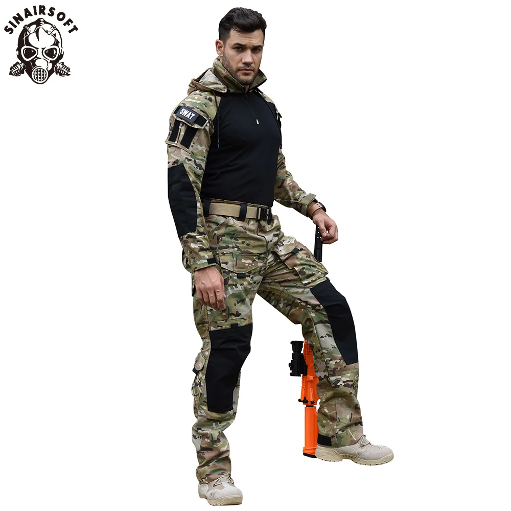 

SINAIRSOFT Combat Uniform Tactical BDU Sportwear Multicam Combat Hunting Clothes Airsoft Camouflage Sniper Military Equipment