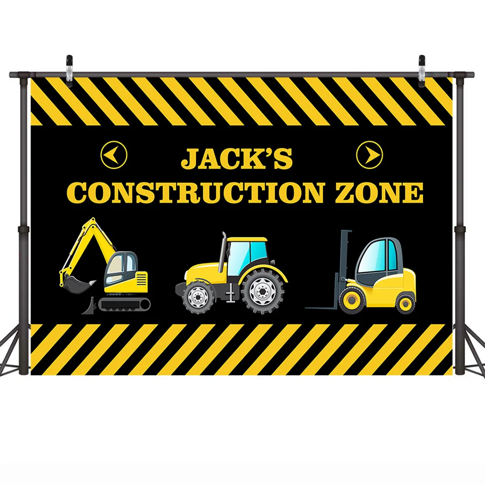 Construction Zone Boy Birthday Background Yellow Truck Children Outdoor Activities Dessert Table Photography Backdrop | Электроника