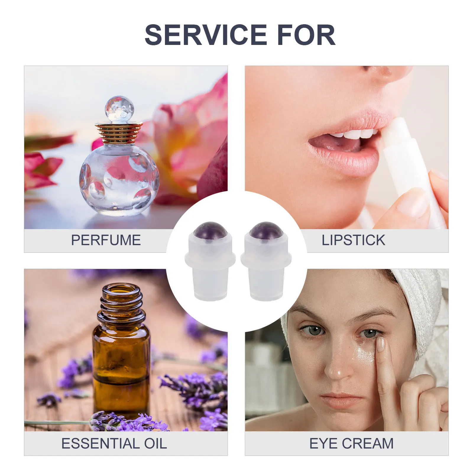 

10Pcs Semi-precious Stones Roller Balls Essential Oil Perfume Bottle Roller Ball