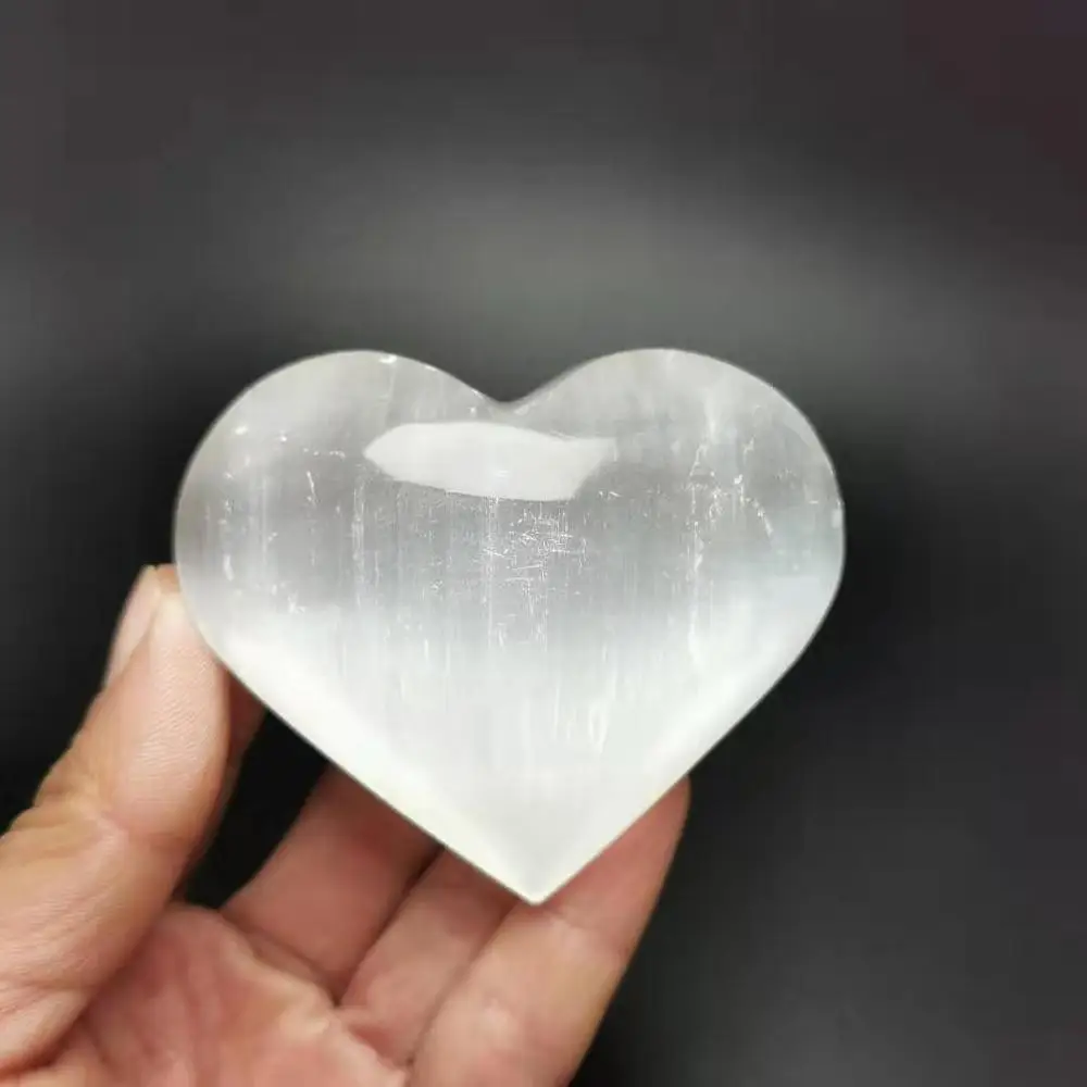 

50-70mm Natural gypsum Chakra Stone Polished Heart Shape Selenite Healing Exercise Massage Health