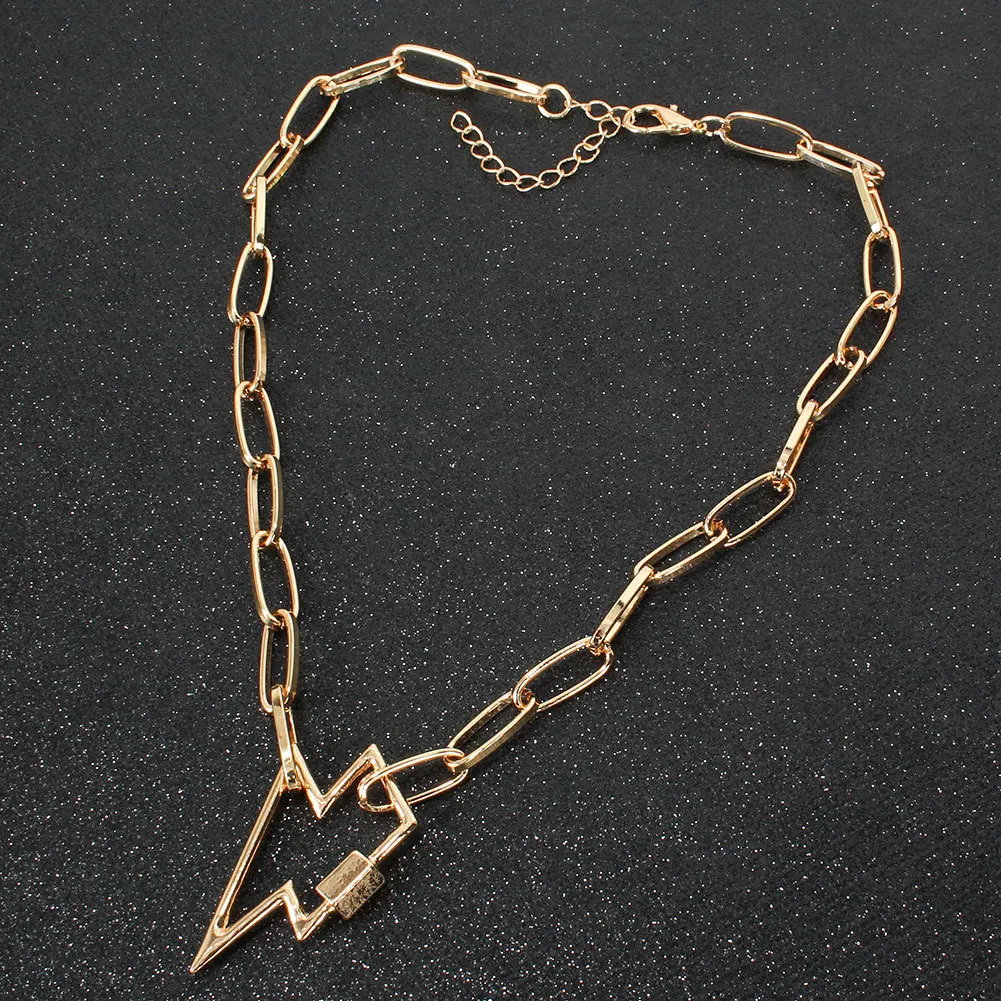 Простое Ожерелье в европейском и американском стиле молния пентаграмма застежка