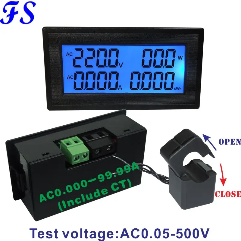Вольтметр амперметр с ЖК дисплеем переменного тока 0 500 В 100А специальный для
