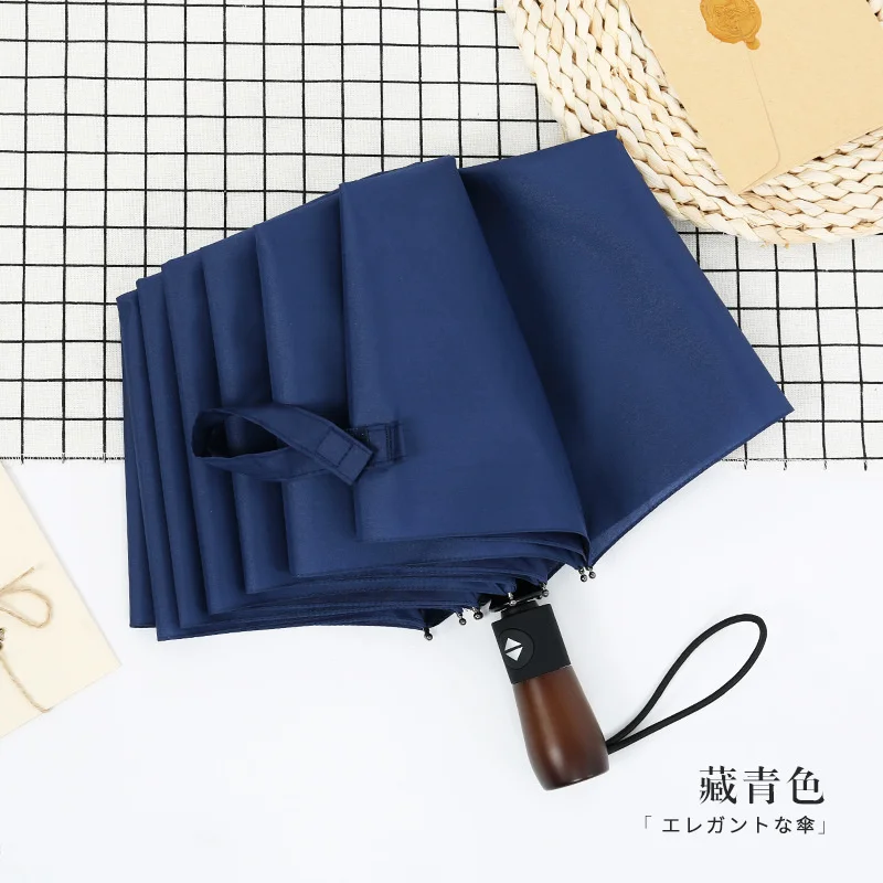 Автоматический автоматический зонт складной с 3 складками 10 ребер большой ручкой