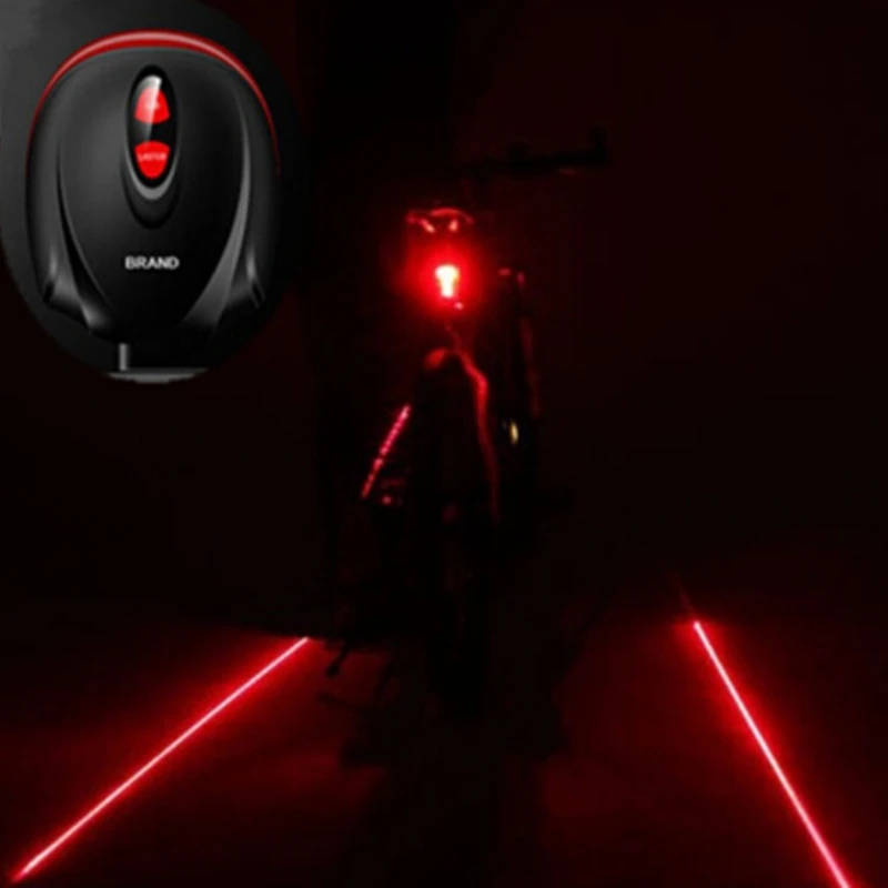 

Cycling Bike Bicycle 2 Laser Projector Red Lamps Beam and 3 LED Rear Tail Lights (Color: Red)