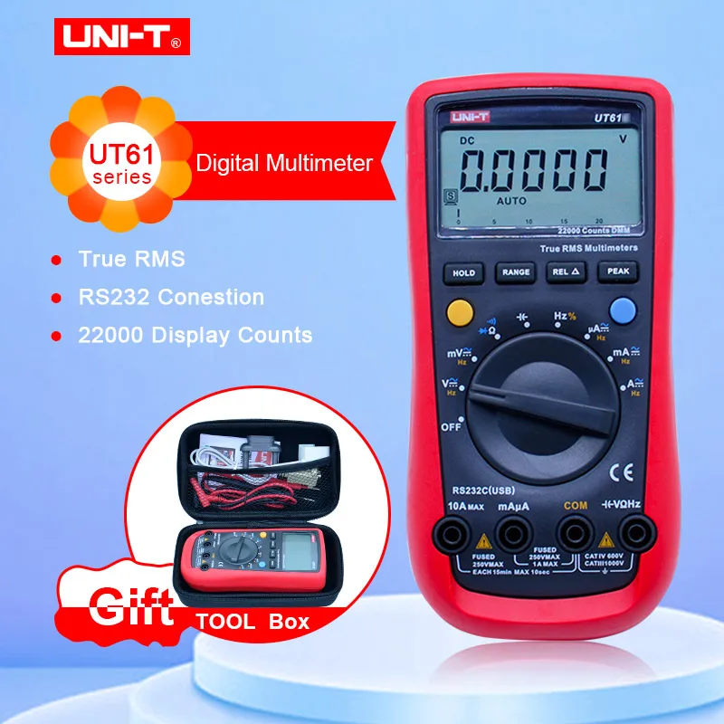 UNI-T UT61E Digital Multimeter True rms Auto Range UT61A/B/C/D AC DC Meter Data Hold Multimetre with EVA box