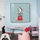 Современные холщовые постеры с изображением чайной чашки с единорогом и принтом, настенные картины с японским узором для гостиной, спальни, домашняя Декорация